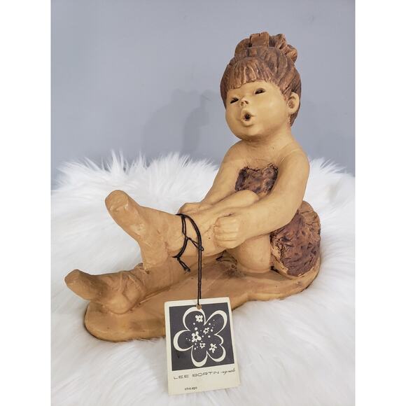 Lee Bortin Other - 1980's Lee‎ Bortin Signed Clay Sculpture BALLARINA GIRL Figure ALMOST READY